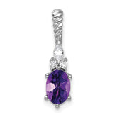 14K White Gold Polished Diamond and Amethyst Twisted Chain Slide