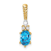 14K Polished Diamond and Blue Topaz Twisted Chain Slide