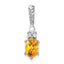 14K White Gold Polished Diamond and Citrine Twisted Chain Slide
