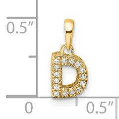 10K Diamond Letter D Initial with Bail Pendant