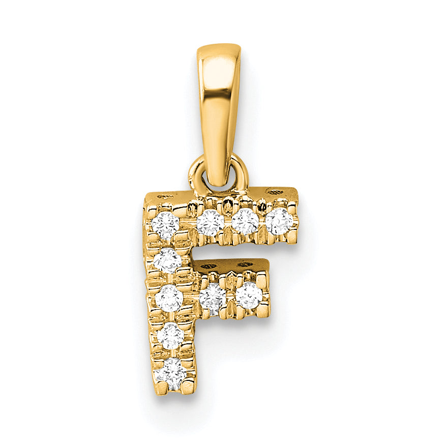 10K Diamond Letter F Initial with Bail Pendant