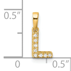 10K Diamond Letter L Initial with Bail Pendant