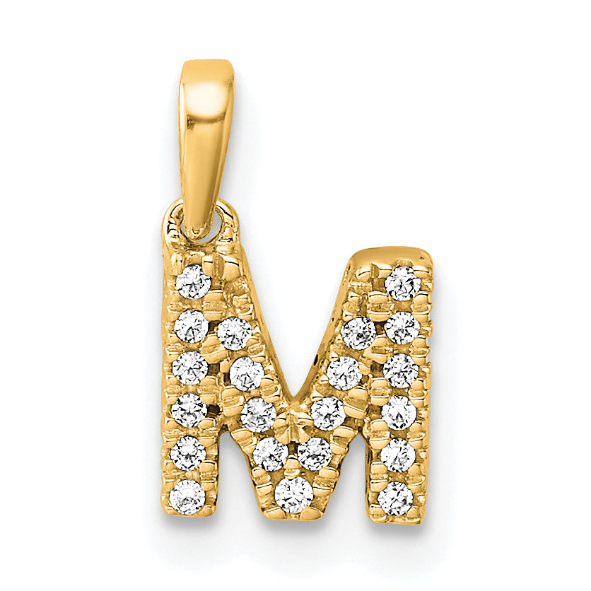 10K Diamond Letter M Initial with Bail Pendant