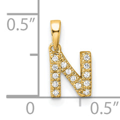 10K Diamond Letter N Initial with Bail Pendant