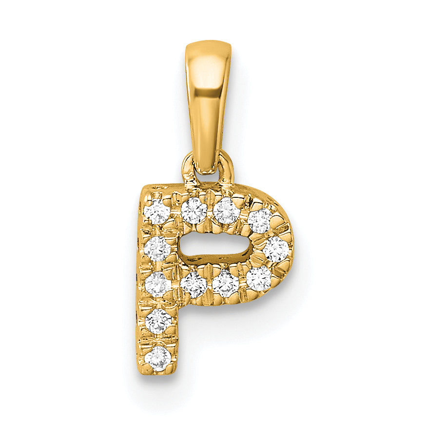 10K Diamond Letter P Initial with Bail Pendant