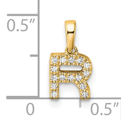 10K Diamond Letter R Initial with Bail Pendant