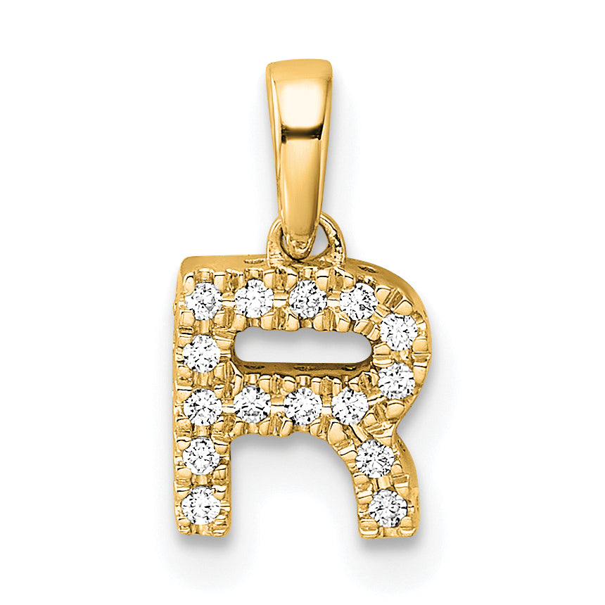 10K Diamond Letter R Initial with Bail Pendant