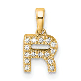10K Diamond Letter R Initial with Bail Pendant