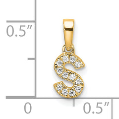 10K Diamond Letter S Initial with Bail Pendant