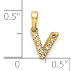 10K Diamond Letter V Initial with Bail Pendant