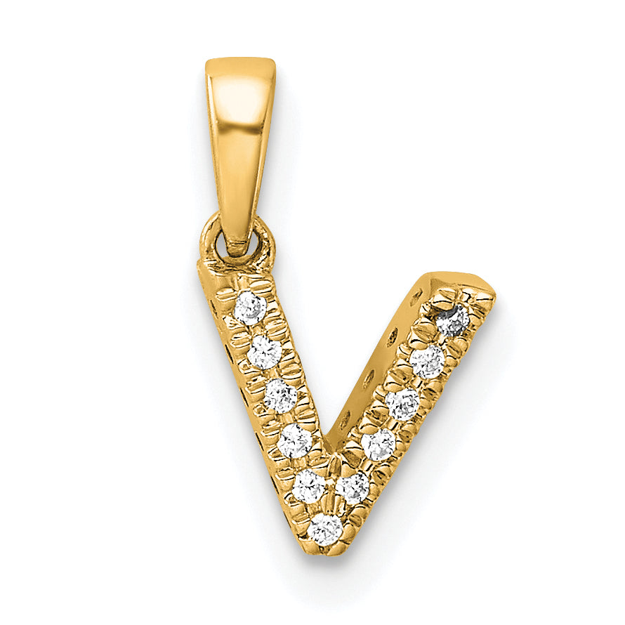 10K Diamond Letter V Initial with Bail Pendant
