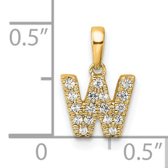 10K Diamond Letter W Initial with Bail Pendant