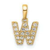 10K Diamond Letter W Initial with Bail Pendant
