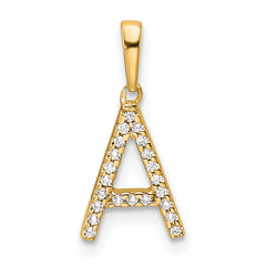 10K Diamond Letter A Initial Pendant