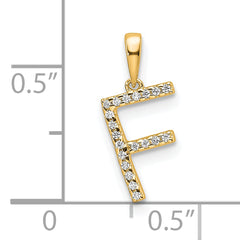 10K Diamond Letter F Initial Pendant