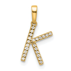 10K Diamond Letter K Initial Pendant