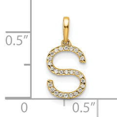 10K Diamond Letter S Initial Pendant