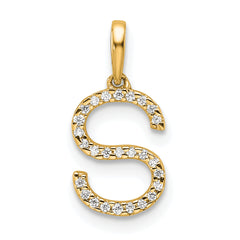 10K Diamond Letter S Initial Pendant