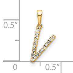 10K Diamond Letter V Initial Pendant