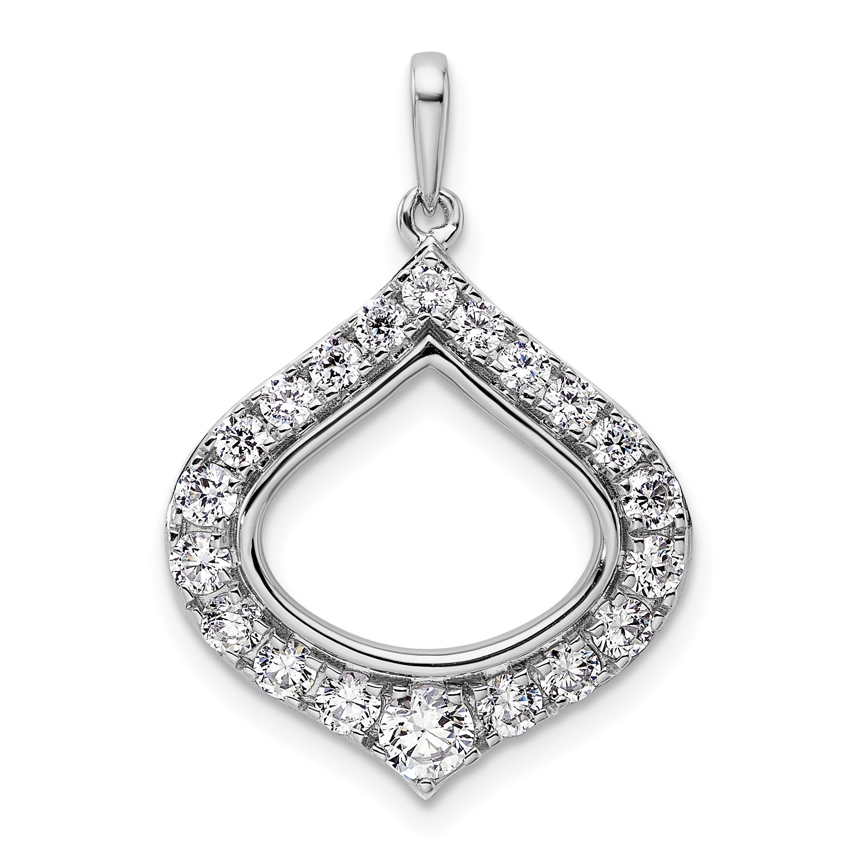 14k White Gold 1 carat Lab Grown Diamond VS/SI+ G+ Complete Fashion Teardrop Shape Pendant