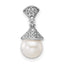 14K White Gold Polished 1/8 carat Diamond and White Freshwater Cultured Pearl Chain Slide
