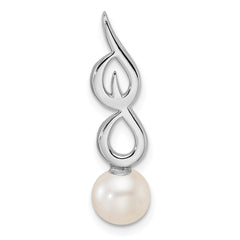14K White Gold Polished 1/20 carat Diamond and White Freshwater Cultured Pearl Chain Slide