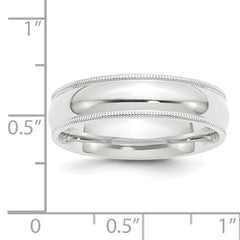 Platinum 6mm Polished Milgrain Comfort-Fit Wedding Band Size 12