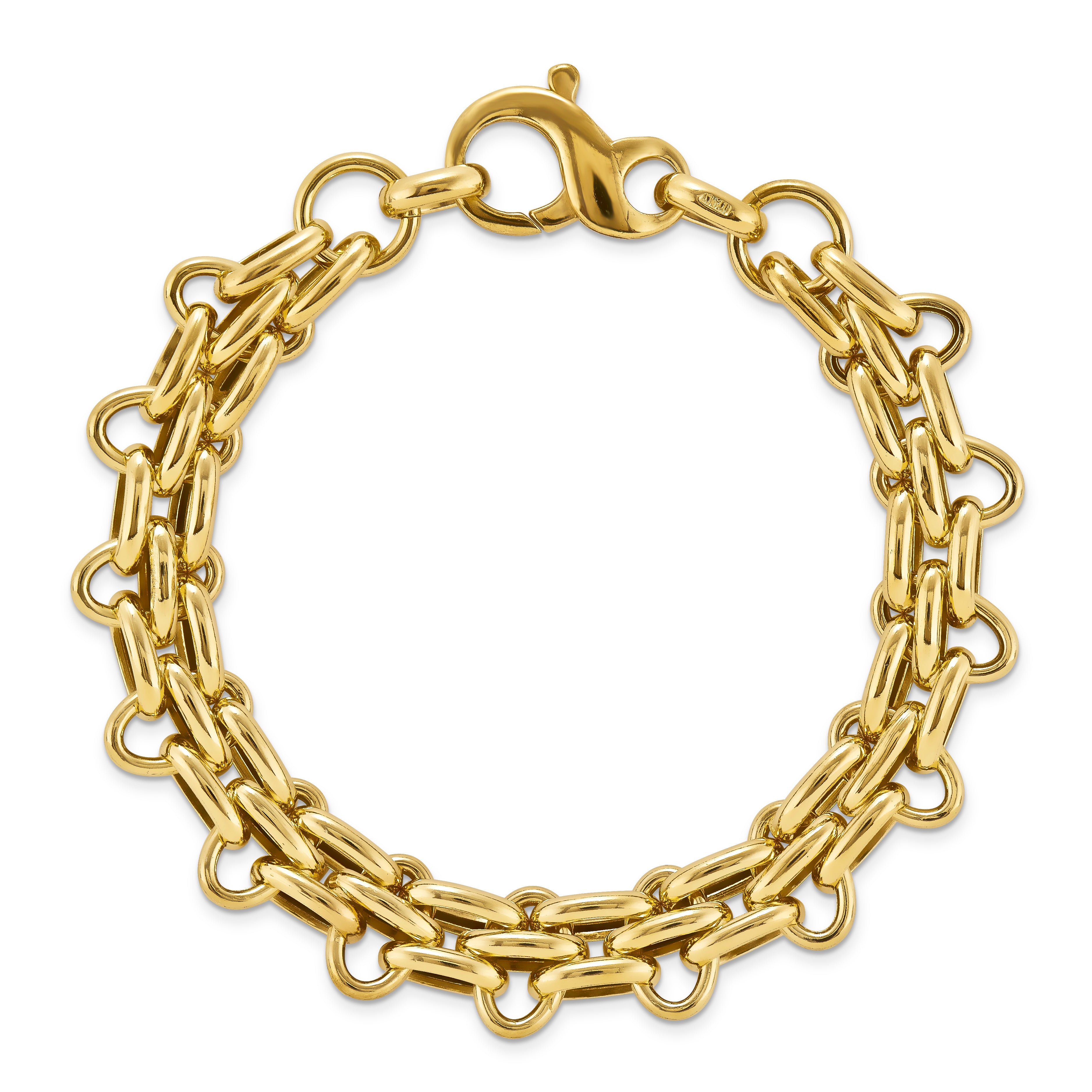 Sterling Silver Gold-tone Polished Fancy Link Bracelet