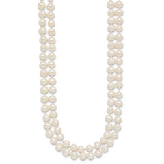 14k 5-6mm White Near Round Freshwater Cultured Pearl Double Strand 18 inch Necklace