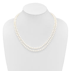 14k 5-6mm White Near Round Freshwater Cultured Pearl Double Strand 18 inch Necklace