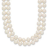14k 5-6mm White Near Round Freshwater Cultured Pearl Double Strand 18 inch Necklace