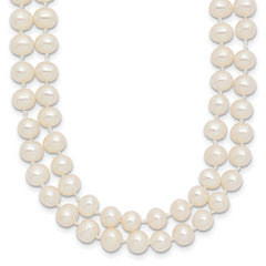 14k 5-6mm White Near Round Freshwater Cultured Pearl Double Strand 18 inch Necklace