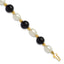 White Rice Cultured Pearl & Onyx Bead Chain in 14K Yellow Gold, 8 Inch - Sophia Jewelers
