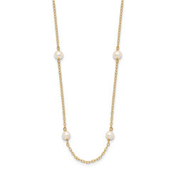 14k 4-5mm White Near-Round Freshwater Cultured Pearl 8-Station 16 inch Necklace