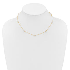 14K 4-5mm White Near Round Freshwater Cultured Pearl 8-station 18 inch Necklace