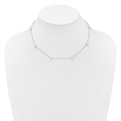 14K White Gold 4-5mm White Near Round Freshwater Cultured Pearl 8-station 18 inch Necklace