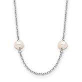 14k White Gold 4-5mm White Near-Round Freshwater Cultured Pearl 8-Station 16 inch Necklace