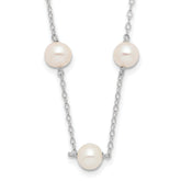 14k White Gold 5.5-6.5mm Near Round White Freshwater Cultured Pearl 12-station 18 inch Necklace
