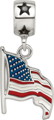 S/S FLAG WAVING 5/8 ENAMELED ON STAR BEAD BAIL