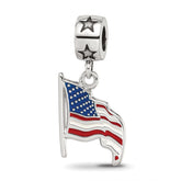 S/S FLAG WAVING 5/8 ENAMELED ON STAR BEAD BAIL