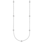 Herco Platinum Polished Bezel Set 7 Lab Grown Diamond Station Necklace