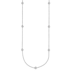 Herco Platinum Polished Bezel Set 9 Lab Grown Diamond Station 20 Inch Necklace