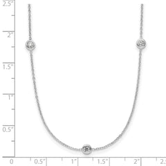 Herco Platinum Polished Bezel Set 9 Lab Grown Diamond Station 20 Inch Necklace
