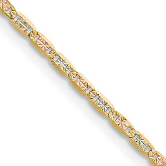 14k 2.0mm Tri-color Gold Pav‚ Valentino Chain
