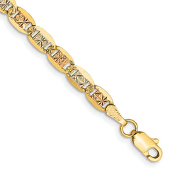 14k 3.8mm Tri-color Gold Pav‚ Valentino Chain