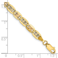 14K 8 inch 4.65mm Tri-color Pav‚ Valentino with Lobster Clasp Bracelet