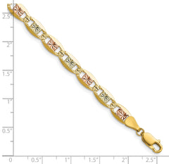 14k 6.1mm Tri-color Gold Pav‚ Valentino Chain
