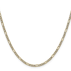 14k 2.3mm Semi-solid with Rhodium Pav‚ Figaro Chain