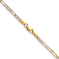 14k 2.3mm Semi-solid with Rhodium Pav‚ Figaro Chain