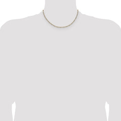 14k 2.3mm Semi-solid with Rhodium Pav‚ Figaro Chain